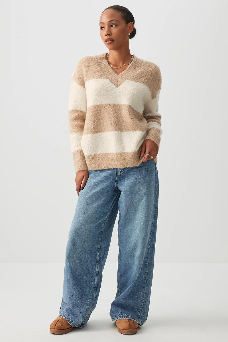 Bouclé Oversized V-Neck Sweater