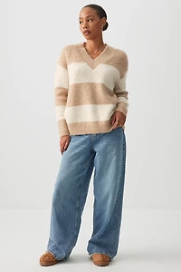 Bouclé Oversized V-Neck Sweater