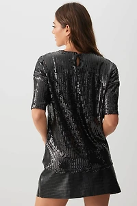 Sequin Short Sleeve Top