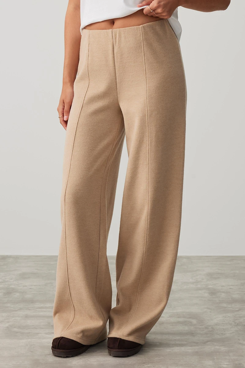 Pantalon à jambe large en tricot brossé