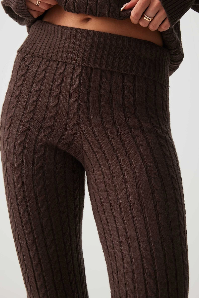 Pantalon évasé en tricot torsad