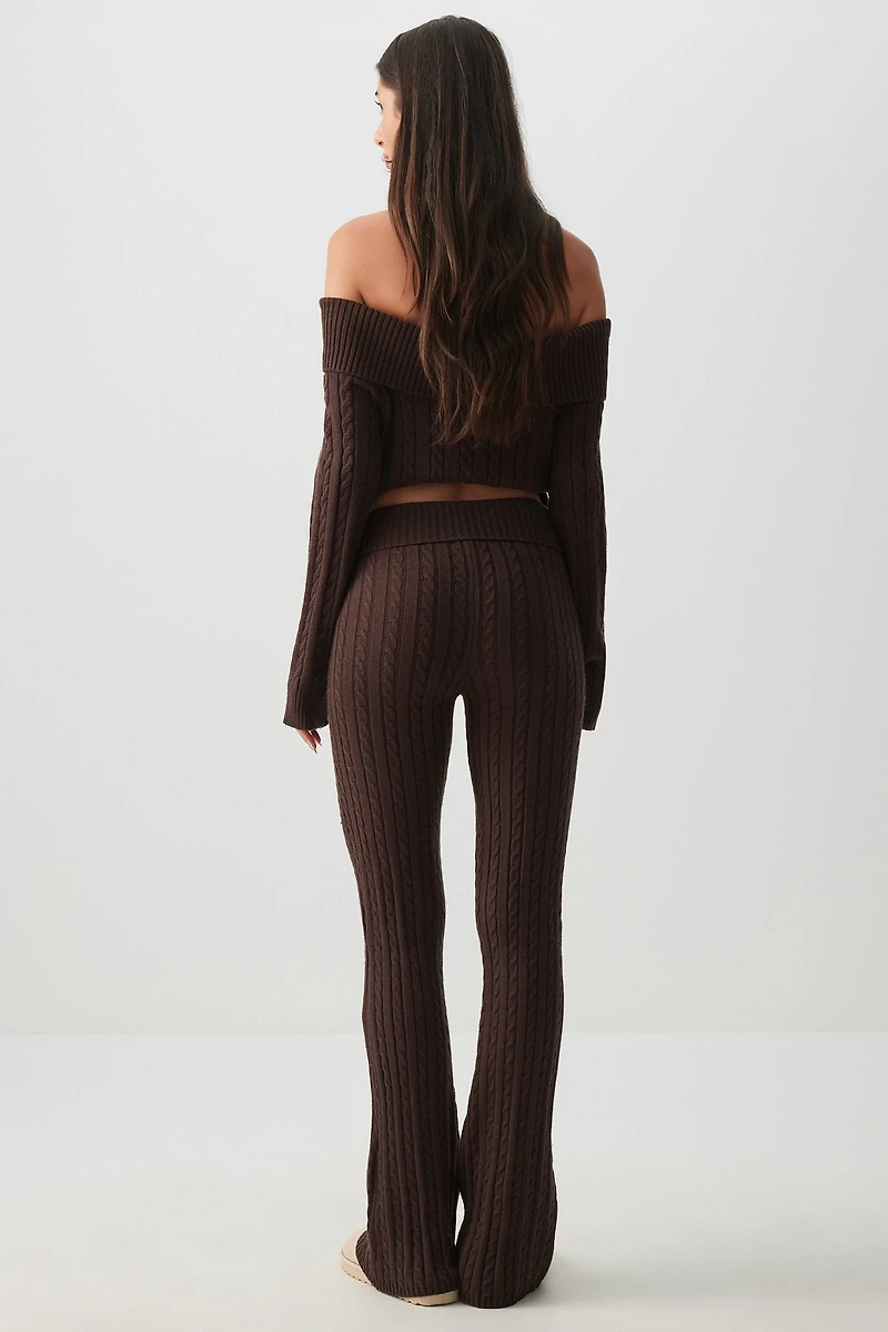 Cable Knit Flare Pants