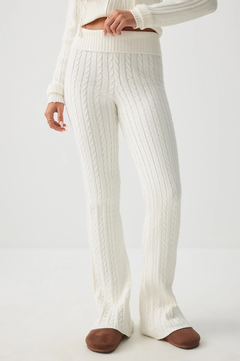 Cable Knit Flare Pants