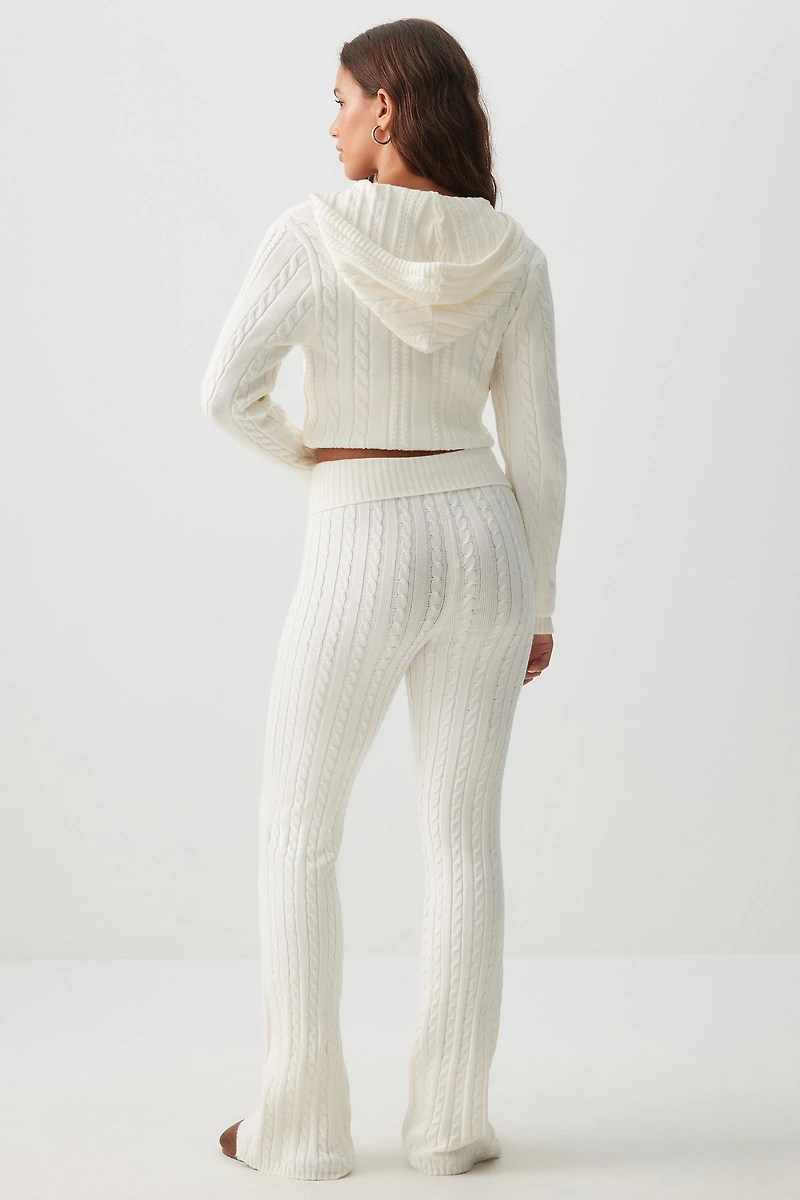 Pantalon évasé en tricot torsadé