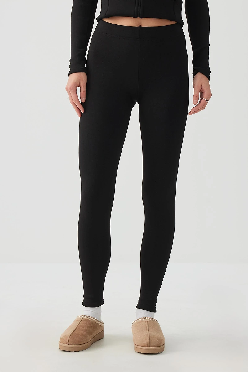 Legging doublé en fausse fourrure