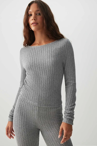Long Sleeve Cable Knit Top