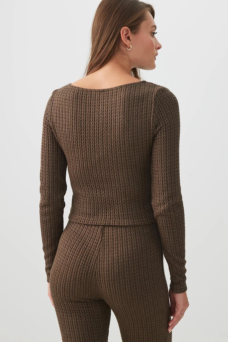 Haut à manche longues en tricot torsad