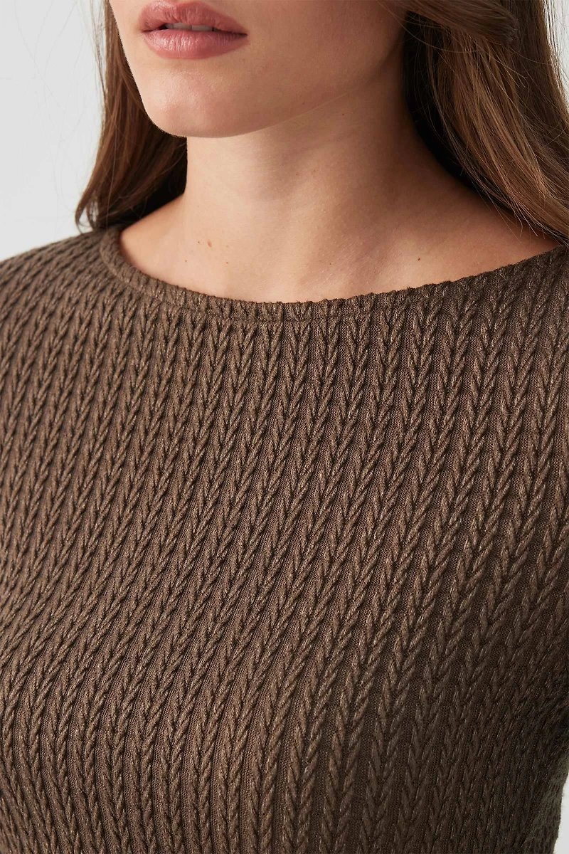 Long Sleeve Cable Knit Top
