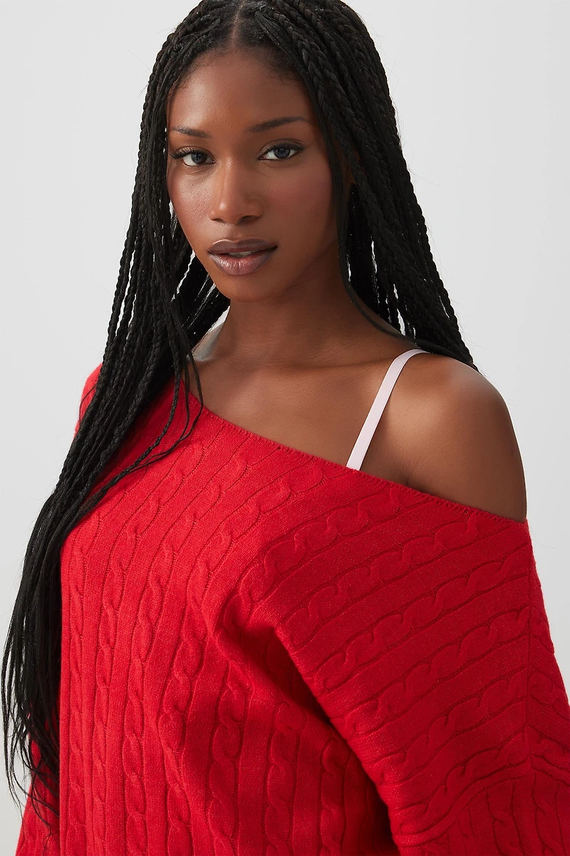 Chandail à épaules dénudées en tricot torsadé