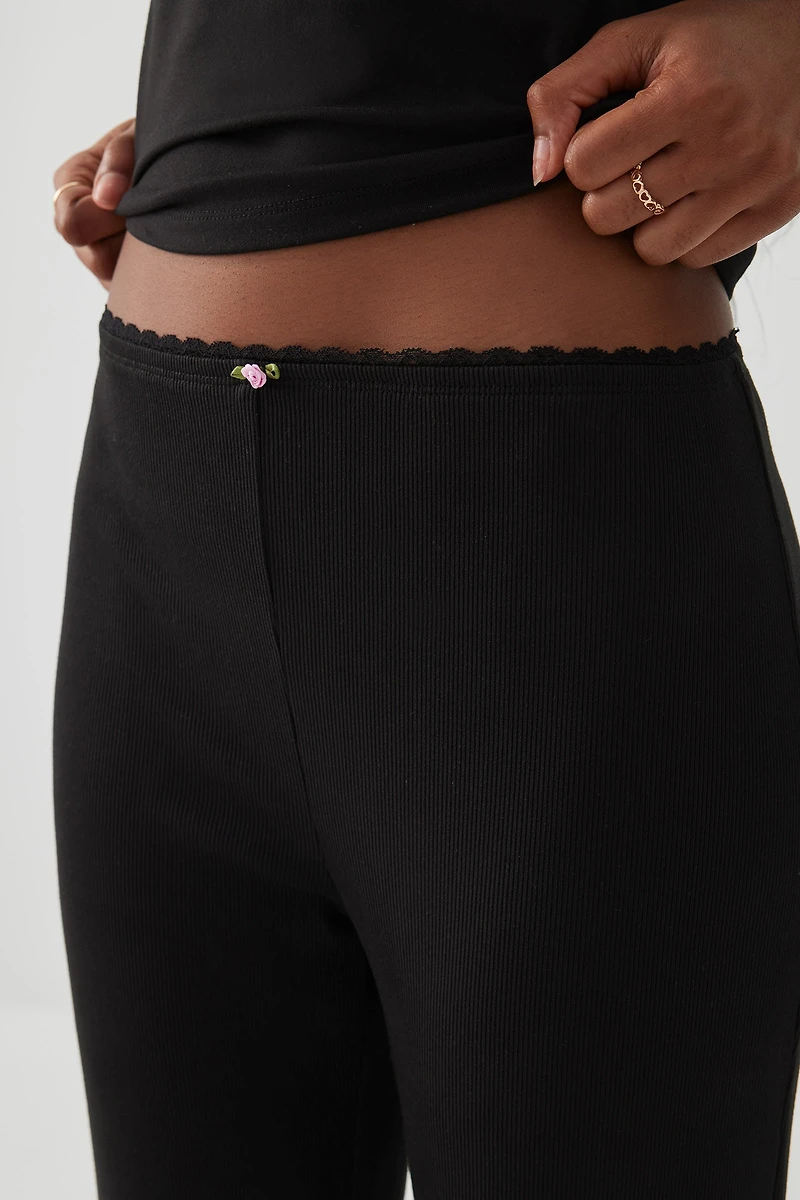 Pantalon de pyjama évasé côtel