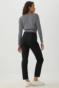Jean droit étroit à taille haute