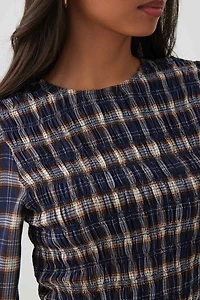Plaid Crinkled Blouse