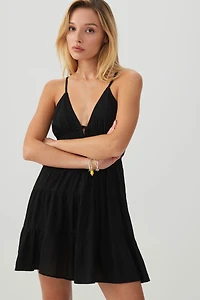 V-Neck Tiered Mini Dress