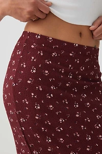 Floral Lettuce Hem Midi Skirt