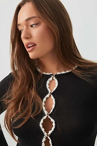 Contrast Trim Button Front Crop Cardigan