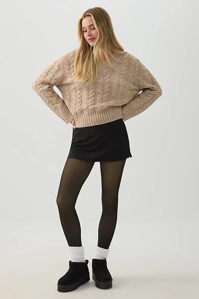 Sheer Effect Fleece Lined Leggings