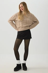 Sheer Effect Fleece Lined Leggings