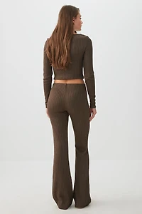 Cable Knit Flare Pants