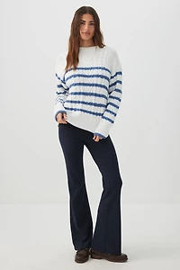 Striped Long Cable Knit Sweater