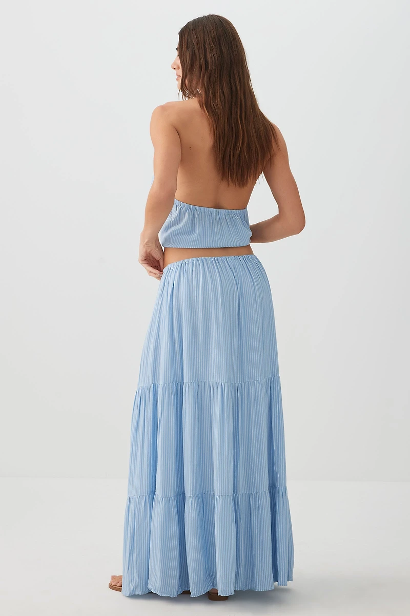 Crinkled Tiered Maxi Skirt