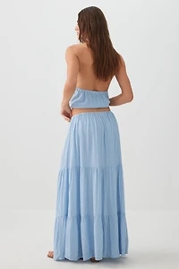 Crinkled Tiered Maxi Skirt