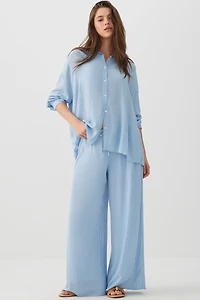 Chemise ample en tissu froissé