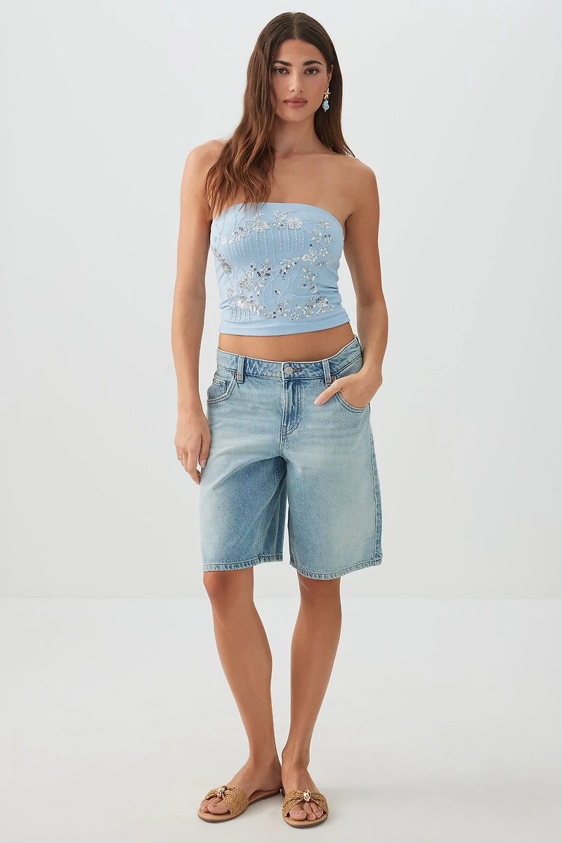 Sequin Beaded Tube Top