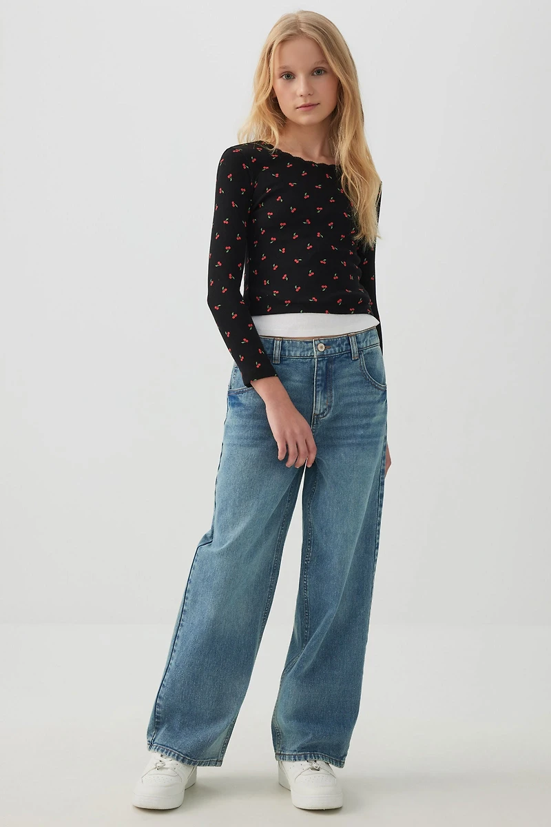 Lace Trim Long Sleeve T-Shirt