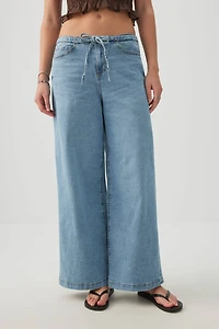 Low Rise Drawstring Wide Leg Jeans