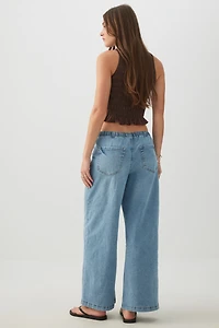 Low Rise Drawstring Wide Leg Jeans