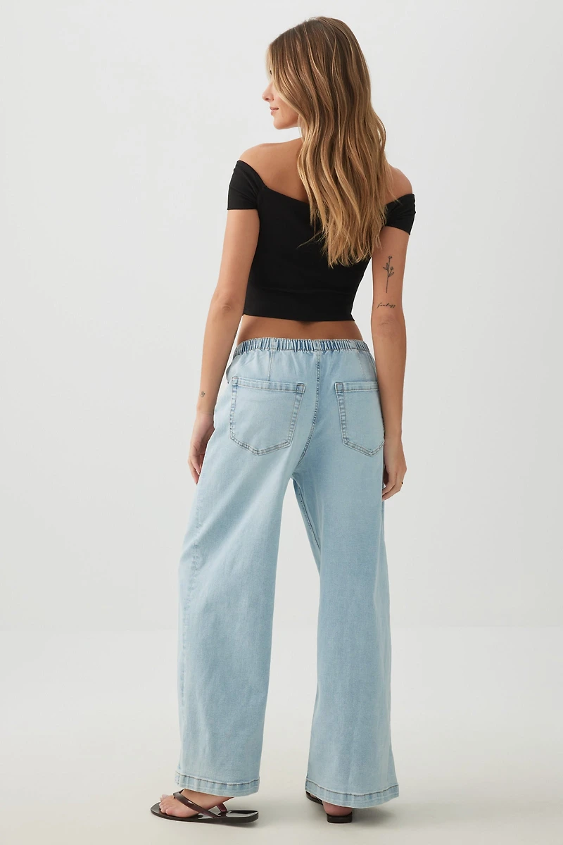 Low Rise Drawstring Wide Leg Jeans