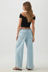 Low Rise Drawstring Wide Leg Jeans