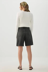 High Rise Denim Bermuda Shorts
