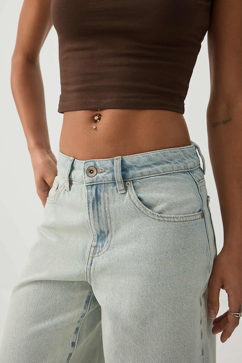 High Rise Denim Bermuda Shorts