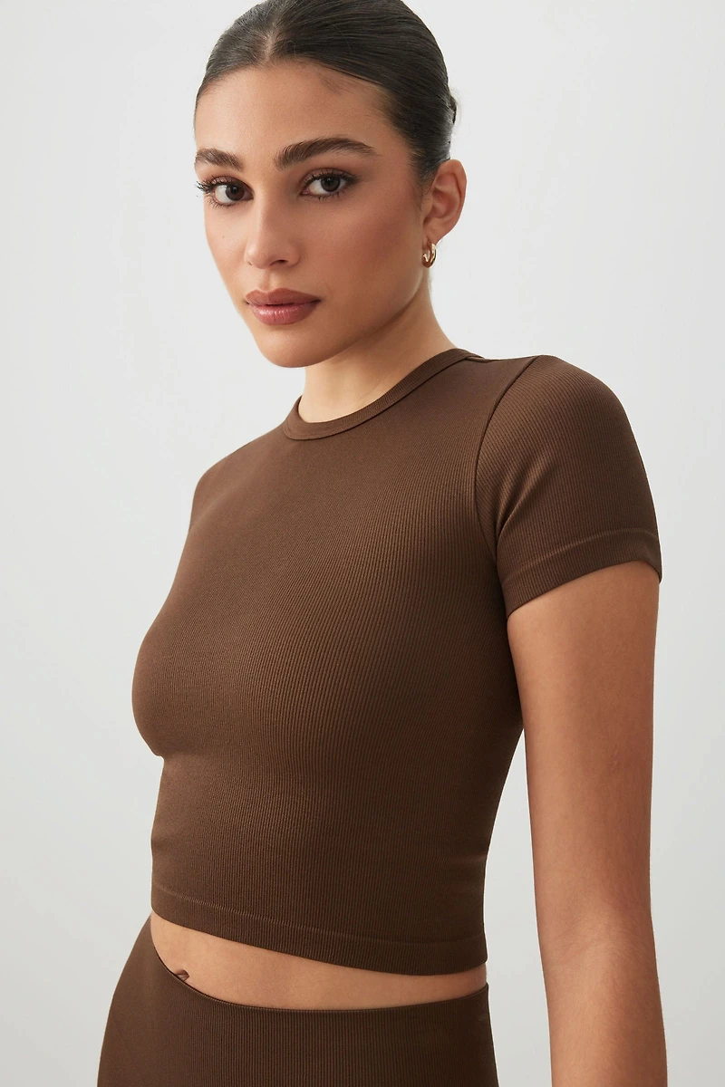 Crop Seamless Crew Neck T-Shirt