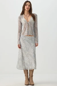 Tie Front Mesh Cardigan