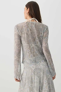 Tie Front Mesh Cardigan