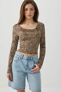 Cowl Neck Long Sleeve Top