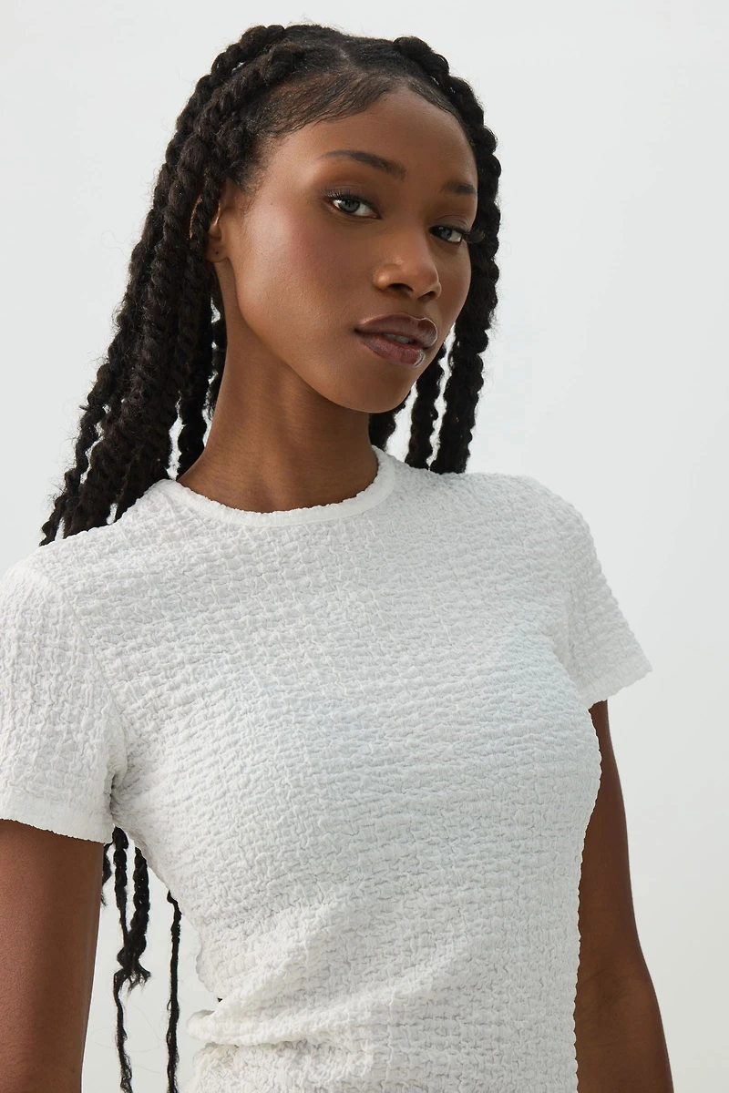 Textured Knit Short Sleeve T-Shirt