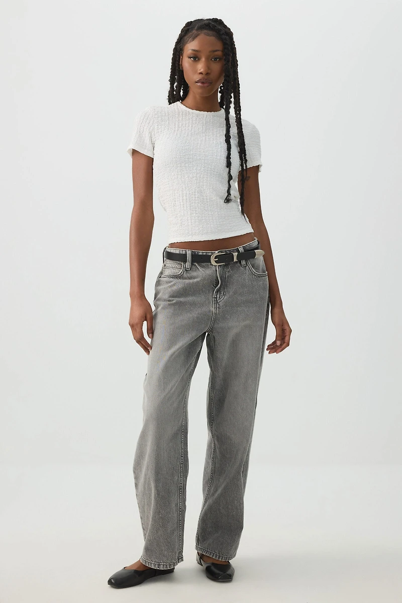 Textured Knit Short Sleeve T-Shirt
