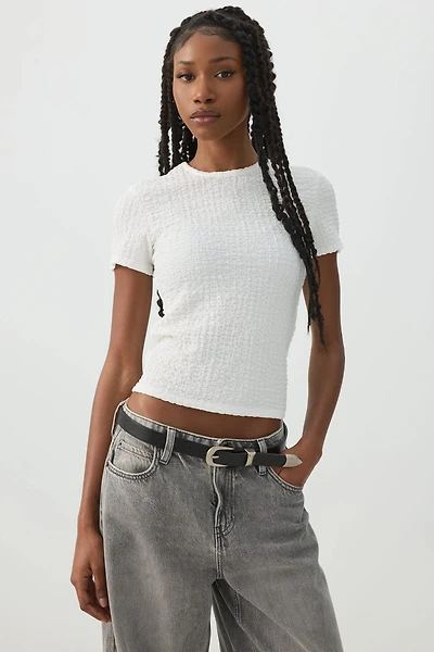 Textured Knit Short Sleeve T-Shirt