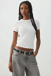Textured Knit Short Sleeve T-Shirt