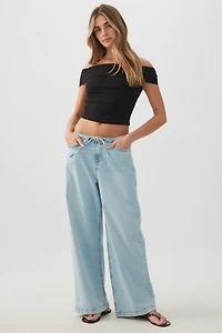 Rib Off Shoulder Crop Top