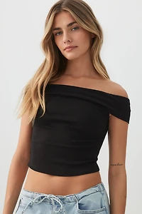 Rib Off Shoulder Crop Top