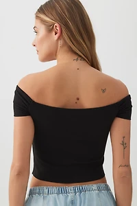 Rib Off Shoulder Crop Top