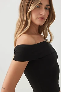 Rib Off Shoulder Crop Top