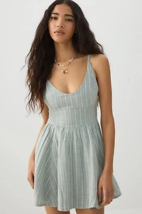 Linen Blend Mini Skater Dress