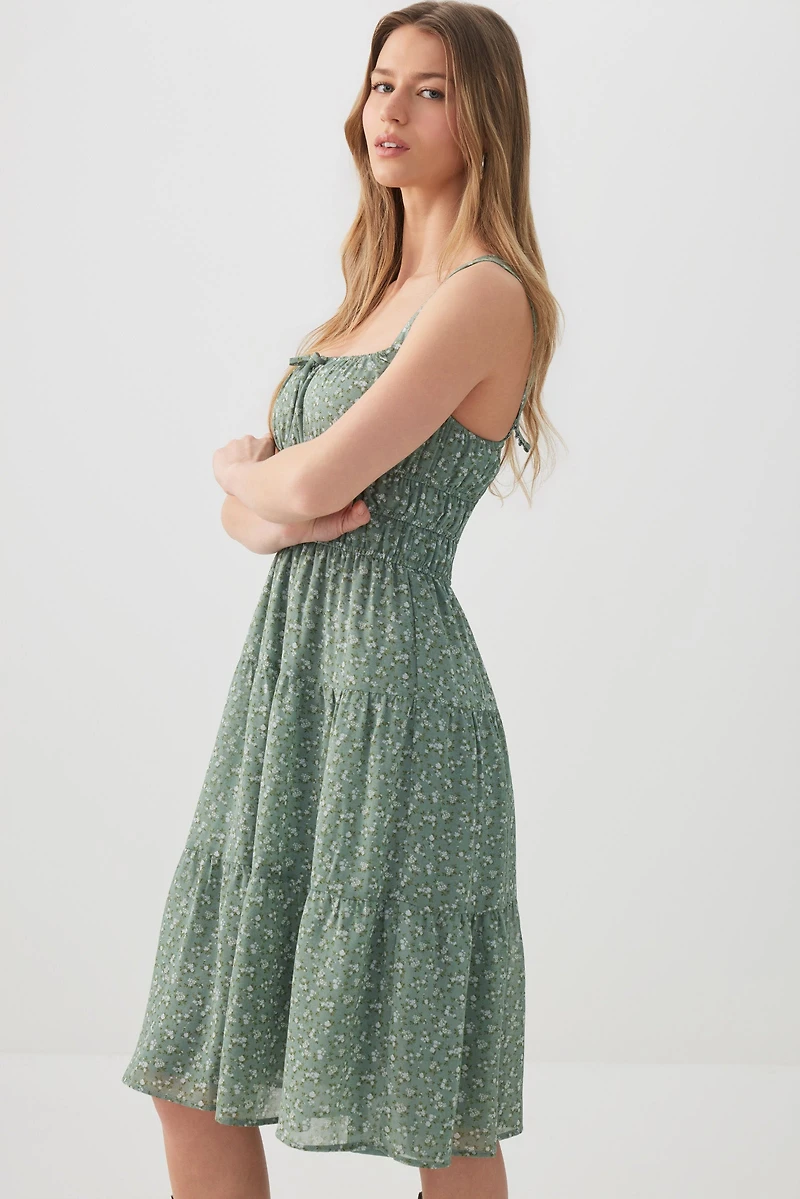 Chiffon Midi Tiered Dress