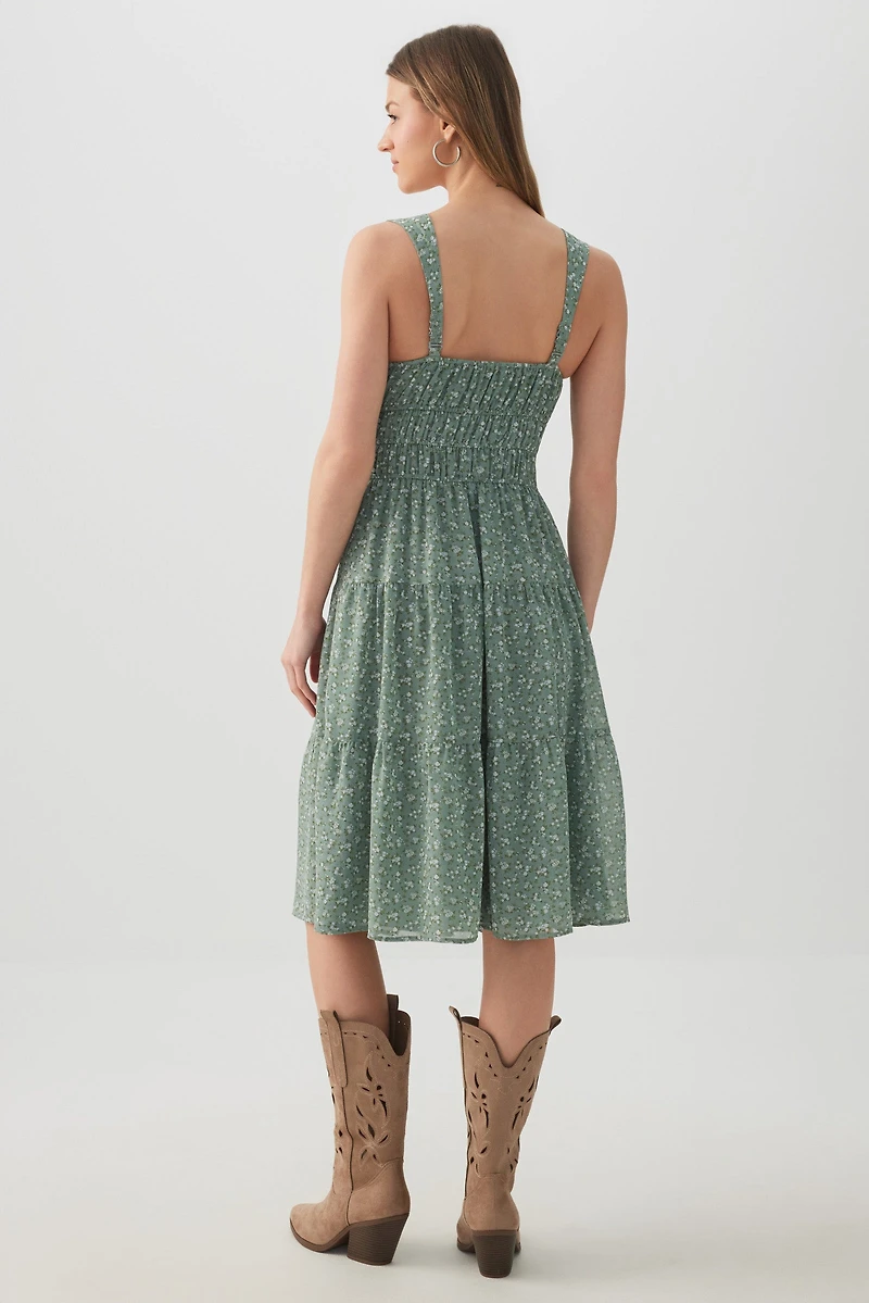 Chiffon Midi Tiered Dress