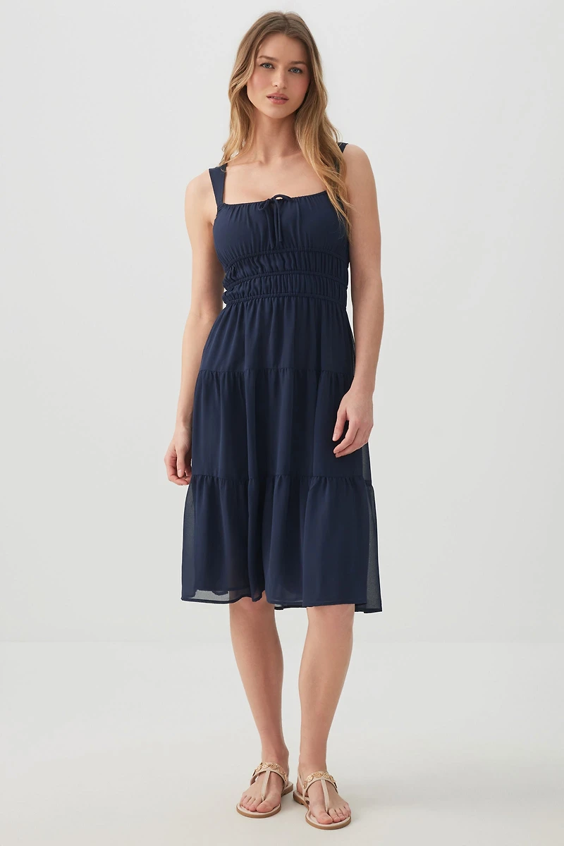 Chiffon Midi Tiered Dress